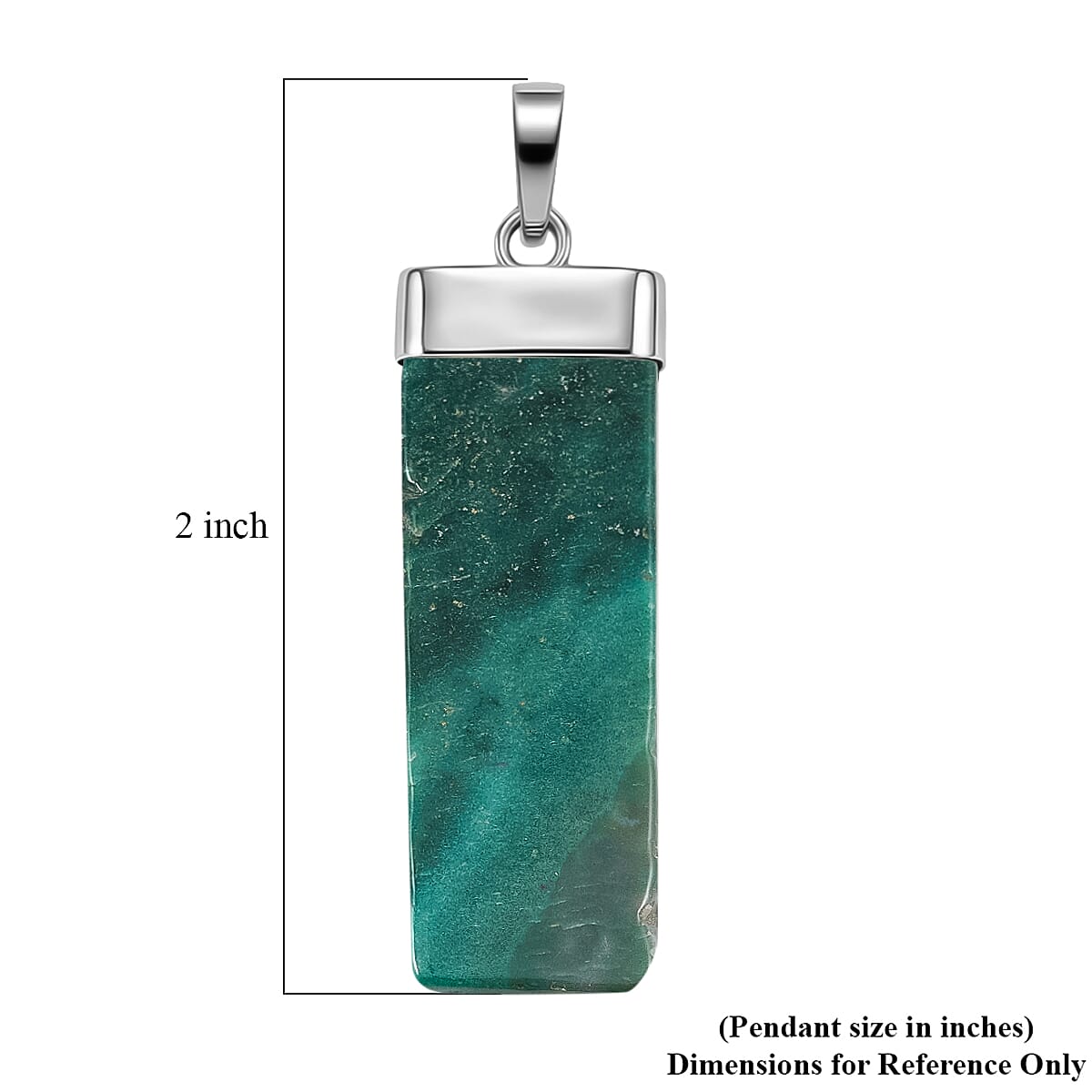 Moss Agate 36.00 ctw Rectangle Pendant in Silvertone with Stainless Steel Necklace 20 Inches image number 4