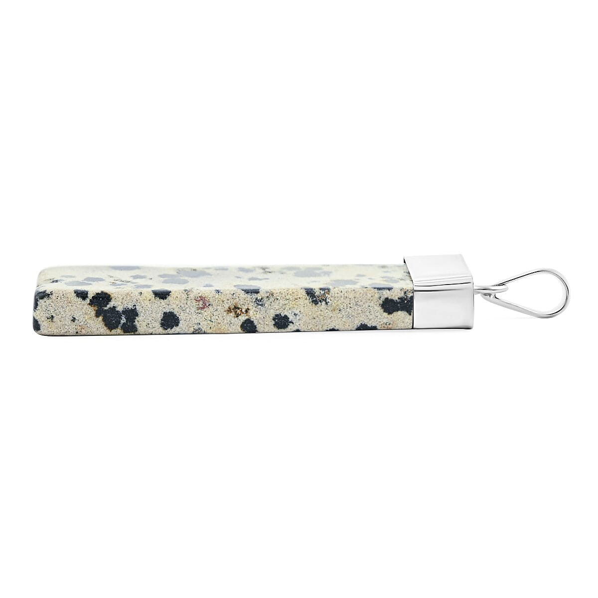Dalmation Jasper 36.00 ctw Rectangle Pendant in Silvertone with Stainless Steel Necklace 20 Inches image number 3