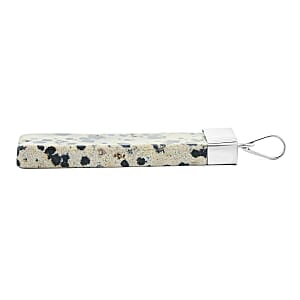 Dalmation Jasper 36.00 ctw Rectangle Pendant in Silvertone with Stainless Steel Necklace 20 Inches