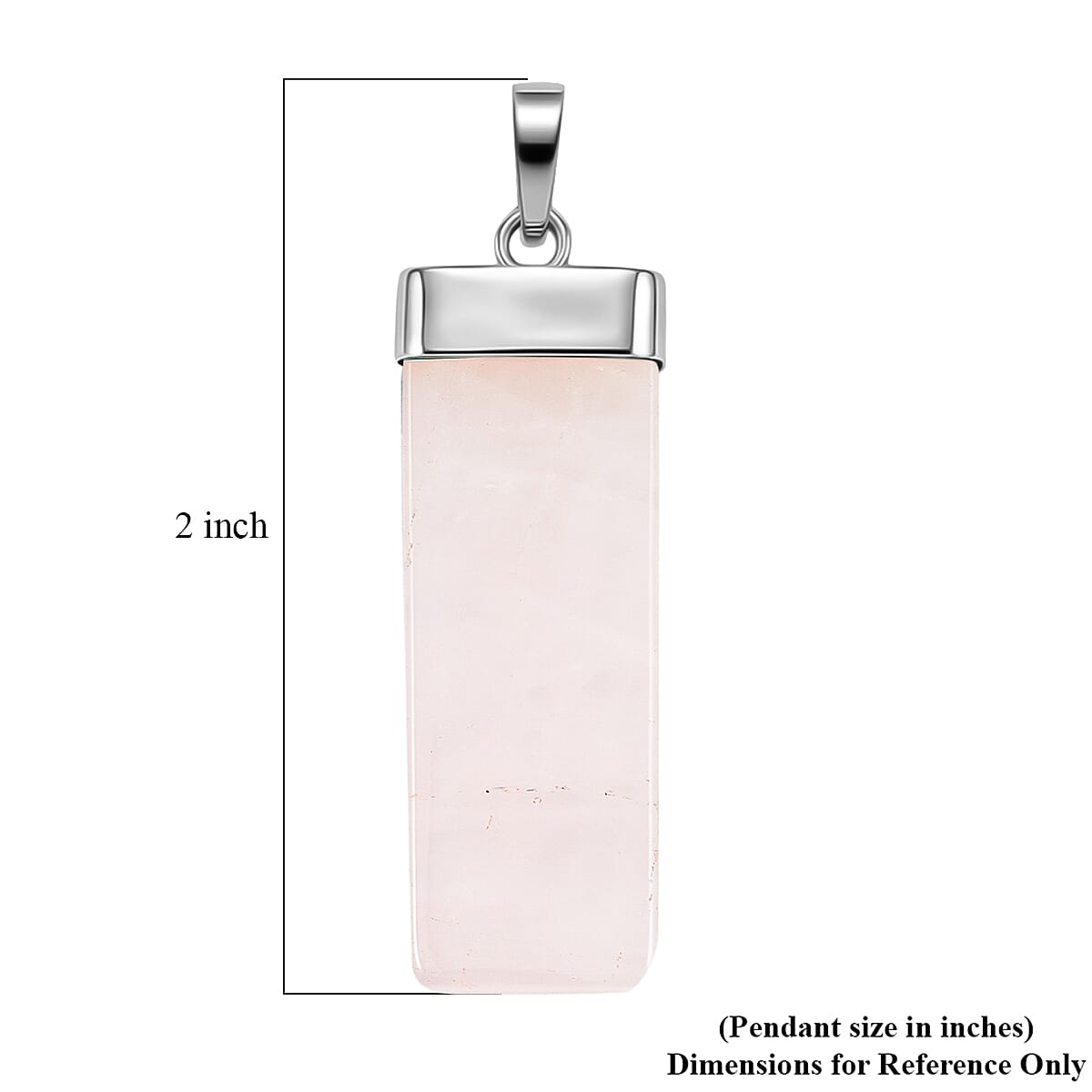Rose Quartz 36.00 ctw Rectangle Pendant in Silvertone with Stainless Steel Necklace 20 Inches
