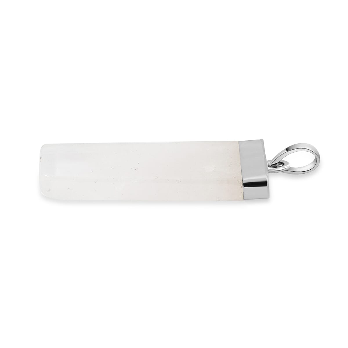 White Quartz 36.00 ctw Rectangle Pendant in Silvertone with Stainless Steel Necklace 20 Inches image number 3
