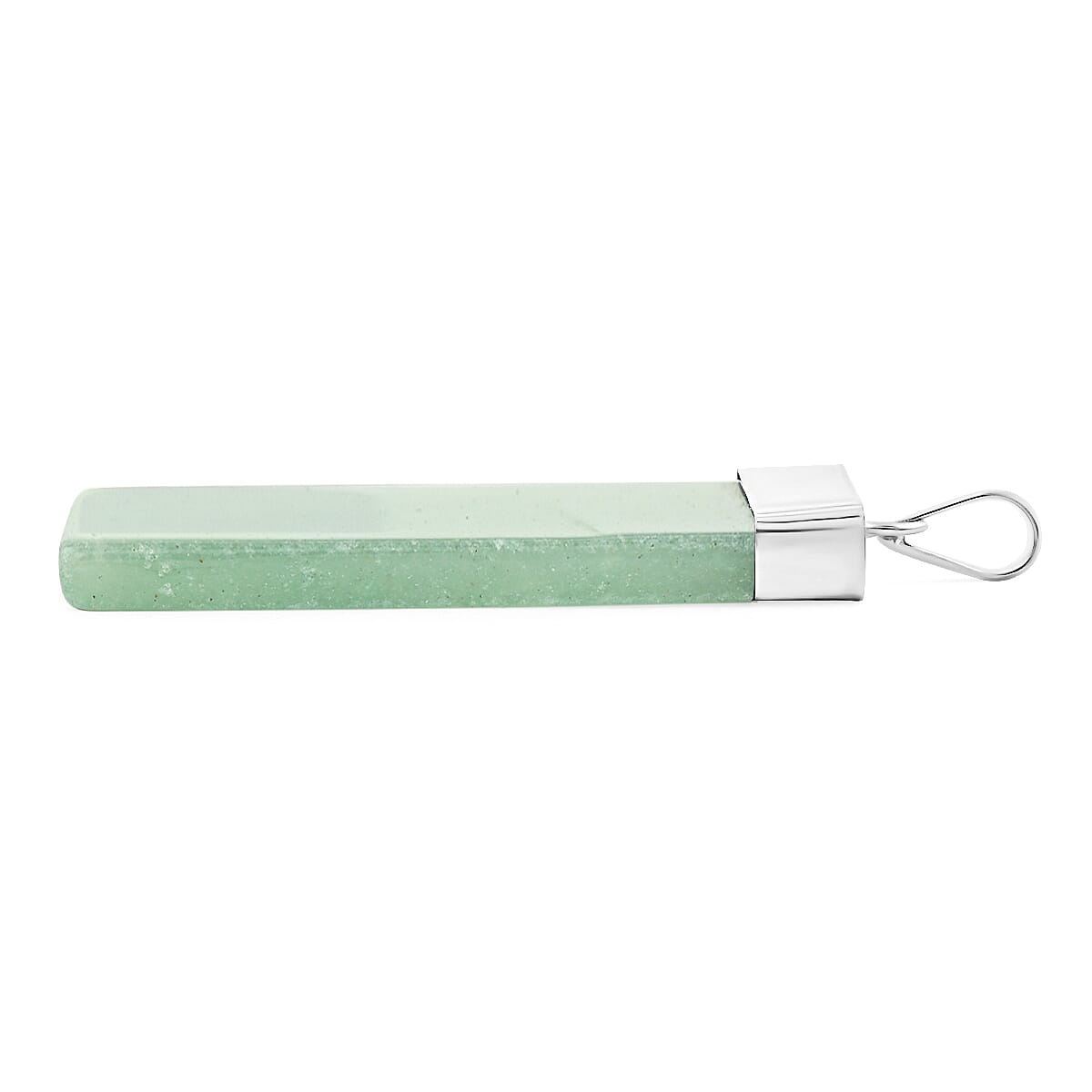 Green Aventurine 36.00 ctw Rectangle Pendant in Silvertone with Stainless Steel Necklace 20 Inches image number 3