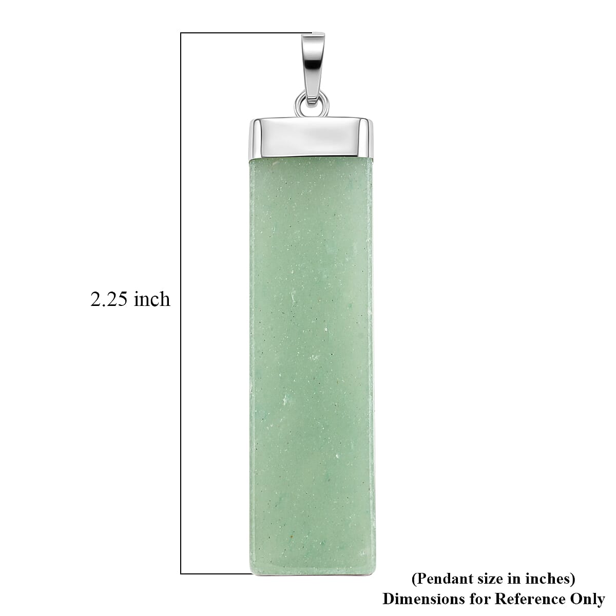 Green Aventurine 36.00 ctw Rectangle Pendant in Silvertone with Stainless Steel Necklace 20 Inches image number 4