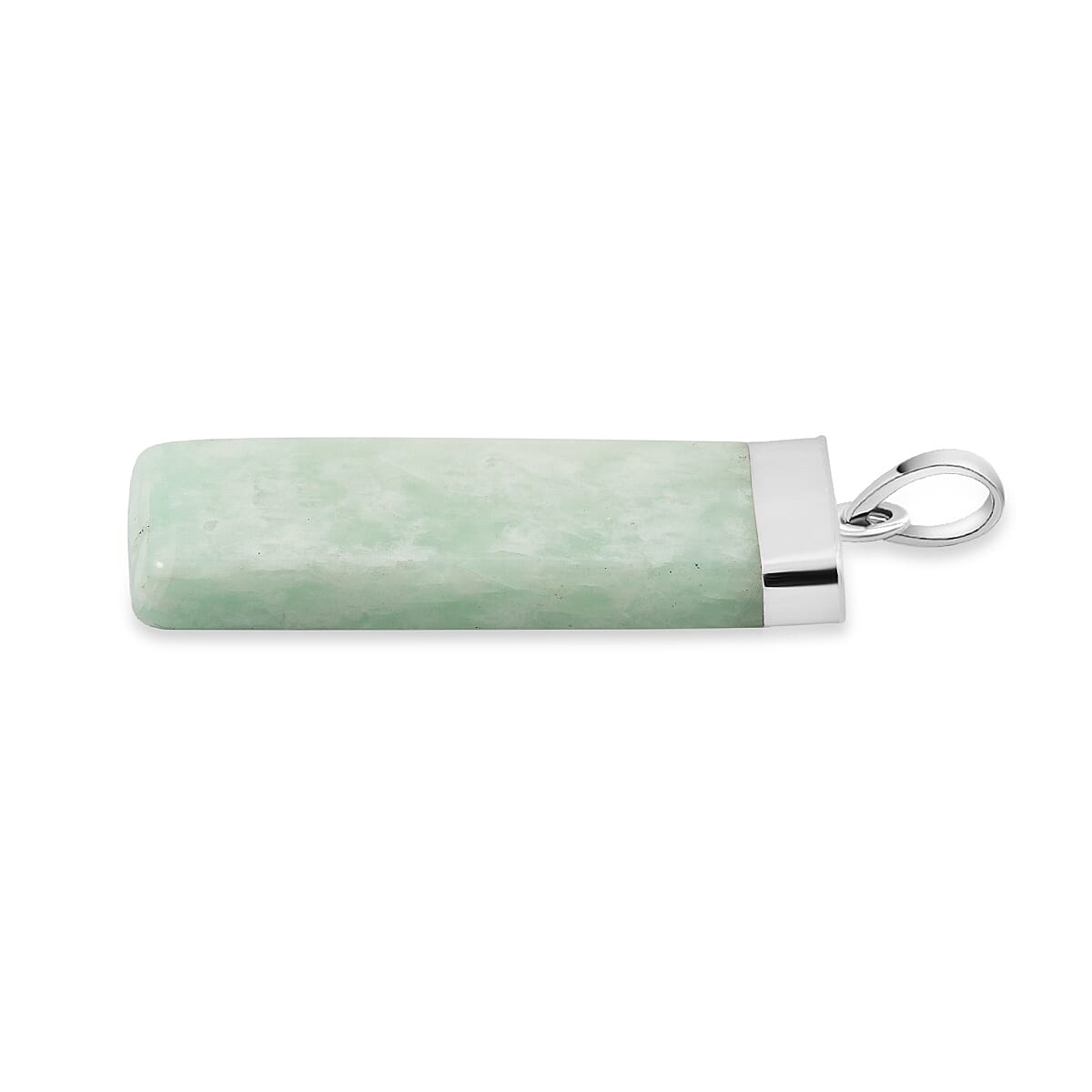 Green Jade 36.00 ctw Rectangle Pendant in Silvertone with Stainless Steel Necklace 20 Inches image number 3
