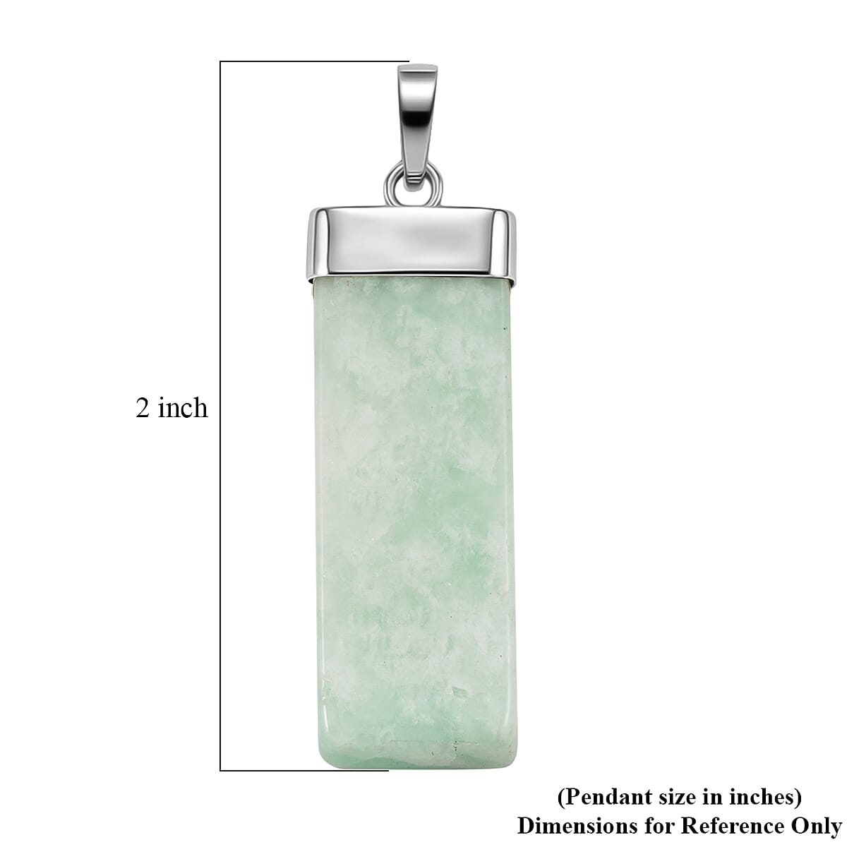 Green Jade 36.00 ctw Rectangle Pendant in Silvertone with Stainless Steel Necklace 20 Inches image number 4