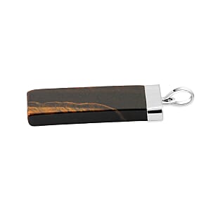 Tiger's Eye 36.00 ctw Rectangle Pendant in Silvertone with Stainless Steel Necklace 20 Inches