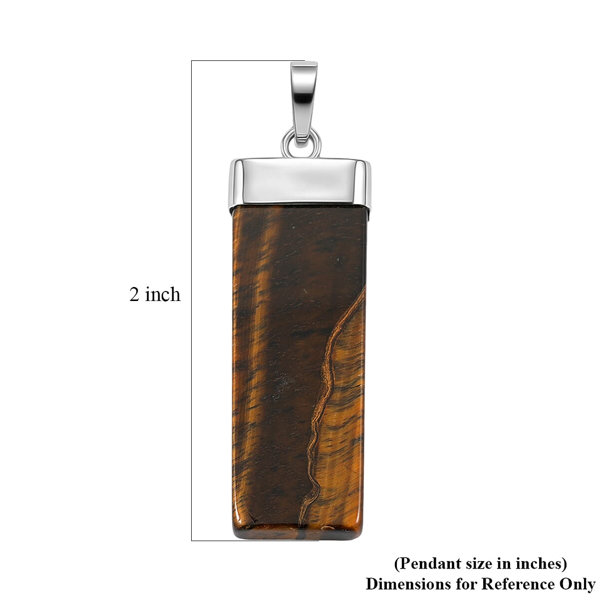 Tiger's Eye 36.00 ctw Rectangle Pendant in Silvertone with Stainless Steel Necklace 20 Inches image number 4