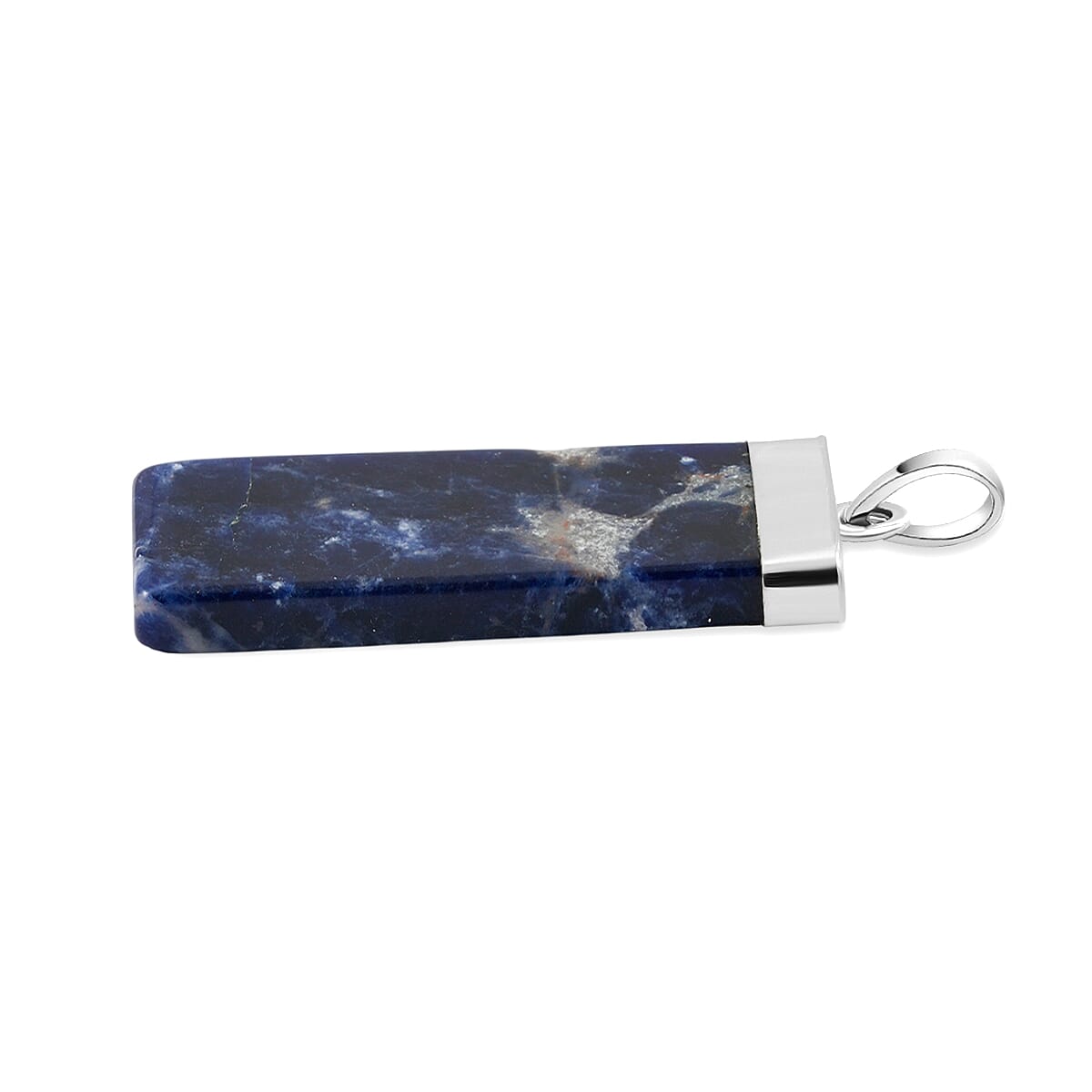 Sodalite 36.00 ctw Rectangle Pendant in Silvertone with Stainless Steel Necklace 20 Inches image number 3