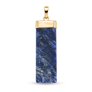 Sodalite 36.00 ctw Rectangle Pendant in Goldtone with Stainless Steel Necklace 20 Inches