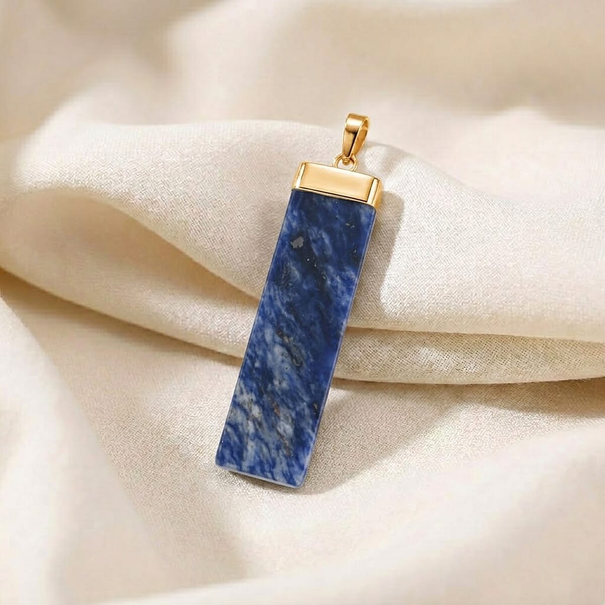 Sodalite 36.00 ctw Rectangle Pendant in Goldtone with Stainless Steel Necklace 20 Inches image number 1