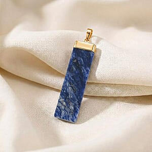 Sodalite 36.00 ctw Rectangle Pendant in Goldtone with Stainless Steel Necklace 20 Inches