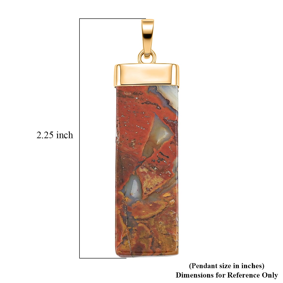 Red Agate 36.00 ctw Rectangle Pendant in Goldtone with Stainless Steel Necklace 20 Inches image number 4