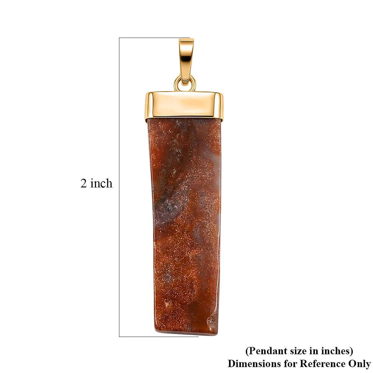 Red Drusy Agate 36.00 ctw Rectangle Pendant in Goldtone with Stainless Steel Necklace 20 Inches image number 4