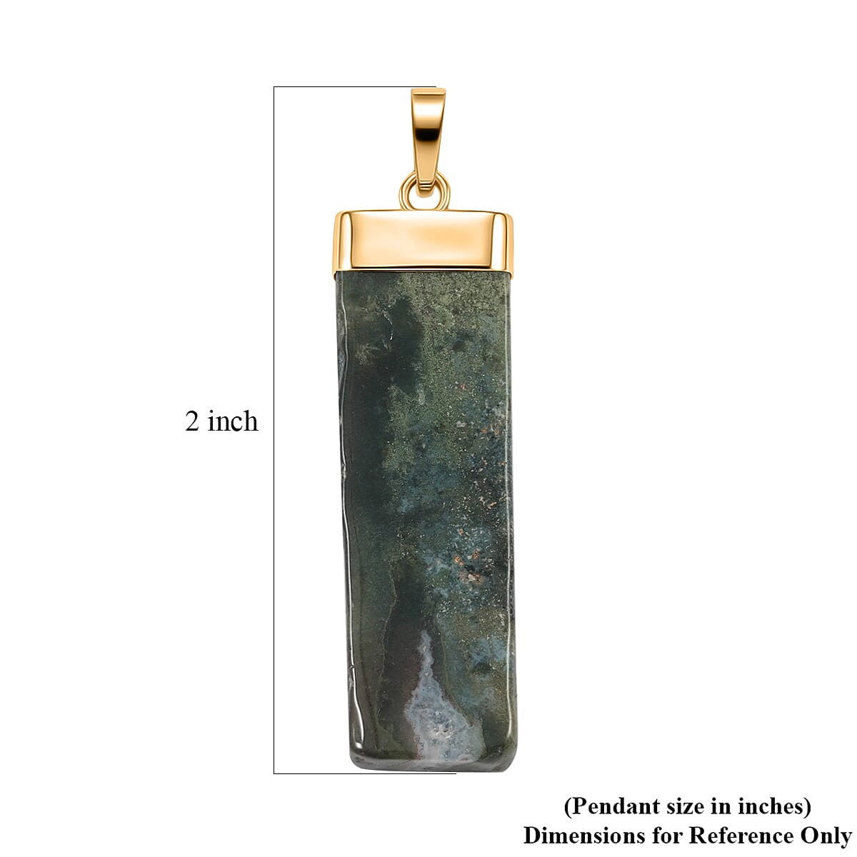 Moss Agate 36.00 ctw Rectangle Pendant in Goldtone with Stainless Steel Necklace 20 Inches image number 4