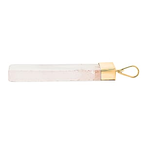 Rose Quartz 36.00 ctw Rectangle Pendant in Goldtone with Stainless Steel Necklace 20 Inches