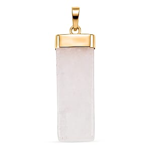 White Quartz 36.00 ctw Rectangle Pendant in Goldtone with Stainless Steel Necklace 20 Inches