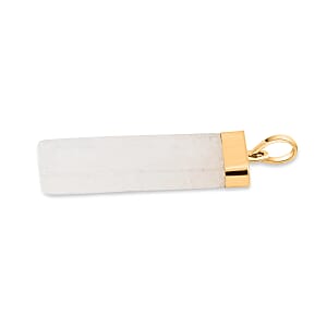 White Quartz 36.00 ctw Rectangle Pendant in Goldtone with Stainless Steel Necklace 20 Inches