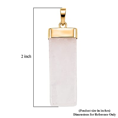 White Quartz 36.00 ctw Rectangle Pendant in Goldtone with Stainless Steel Necklace 20 Inches