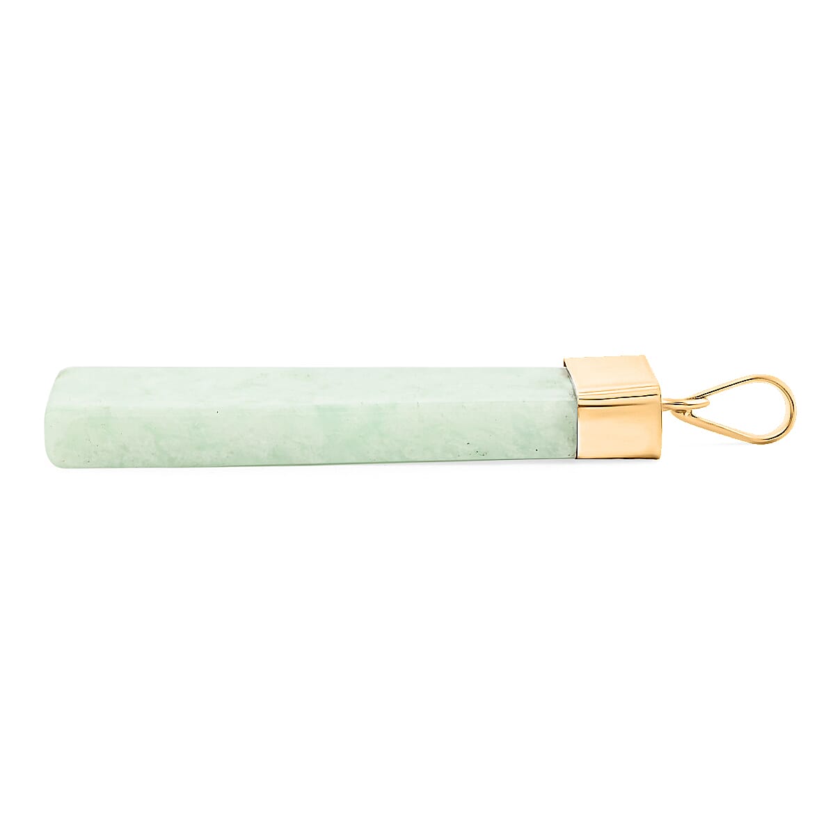 Green Jade 36.00 ctw Rectangle Pendant in Goldtone with Stainless Steel Necklace 20 Inches image number 3
