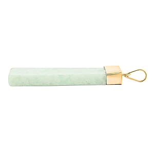 Green Jade 36.00 ctw Rectangle Pendant in Goldtone with Stainless Steel Necklace 20 Inches