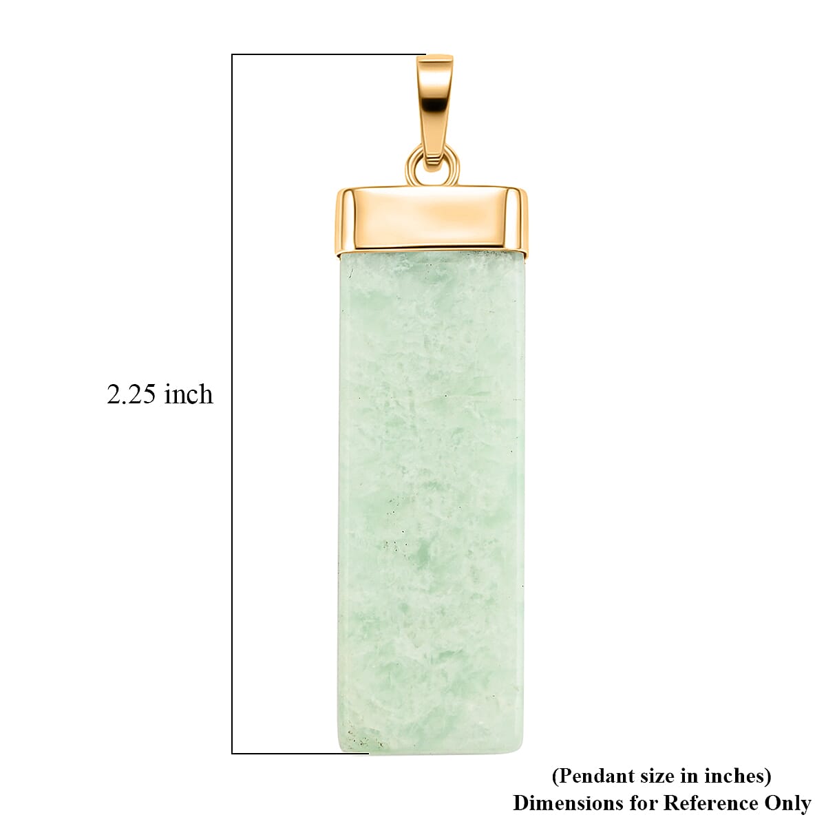 Green Jade 36.00 ctw Rectangle Pendant in Goldtone with Stainless Steel Necklace 20 Inches image number 4
