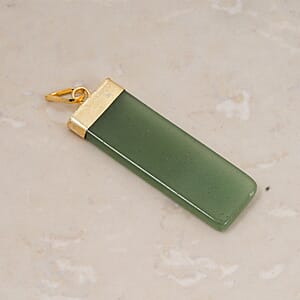 Green Aventurine 36.00 ctw Rectangle Pendant in Goldtone with Stainless Steel Necklace 20 Inches