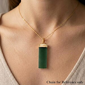 Green Aventurine 36.00 ctw Rectangle Pendant in Goldtone with Stainless Steel Necklace 20 Inches