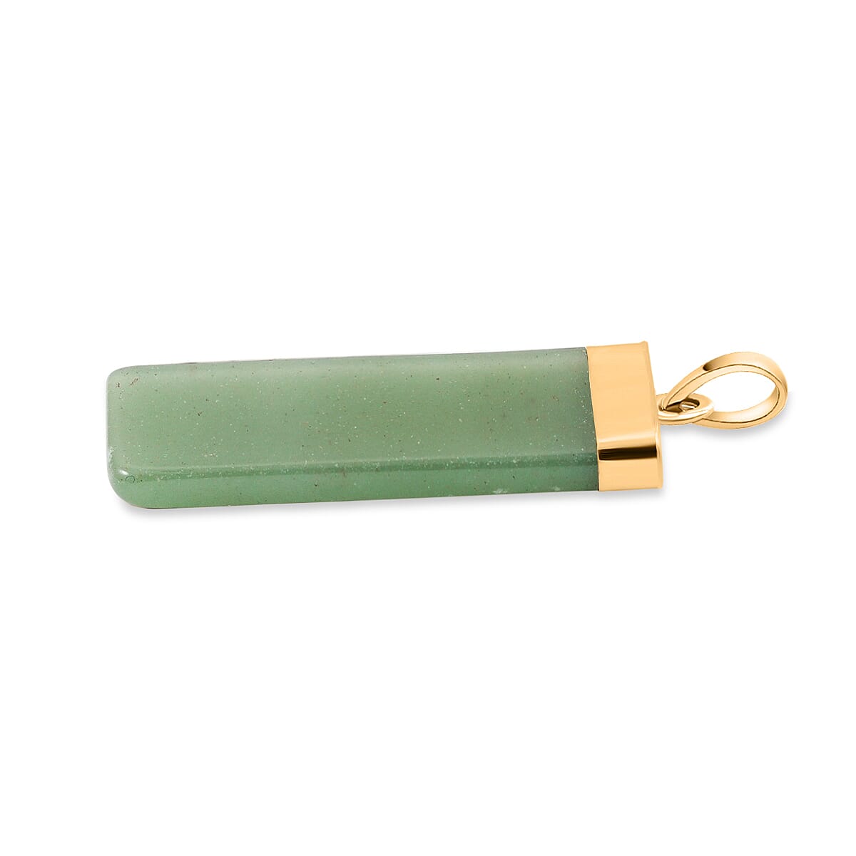 Green Aventurine 36.00 ctw Rectangle Pendant in Goldtone with Stainless Steel Necklace 20 Inches image number 3