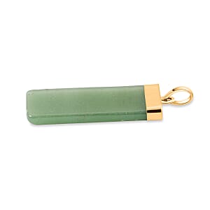 Green Aventurine 36.00 ctw Rectangle Pendant in Goldtone with Stainless Steel Necklace 20 Inches