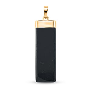 Black Onyx 36.00 ctw Rectangle Pendant in Goldtone with Stainless Steel Necklace 20 Inches