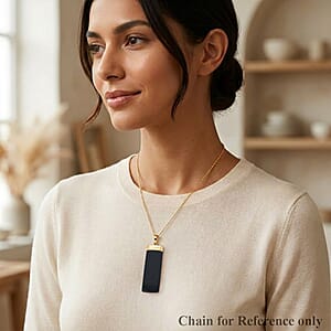 Black Onyx 36.00 ctw Rectangle Pendant in Goldtone with Stainless Steel Necklace 20 Inches