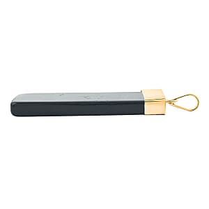 Black Onyx 36.00 ctw Rectangle Pendant in Goldtone with Stainless Steel Necklace 20 Inches