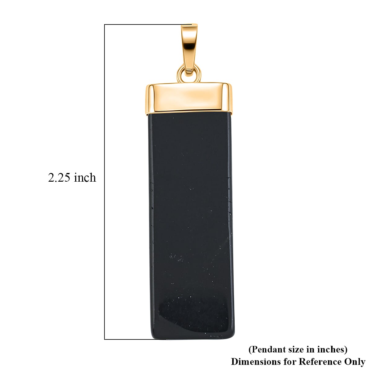 Black Onyx 36.00 ctw Rectangle Pendant in Goldtone with Stainless Steel Necklace 20 Inches image number 4