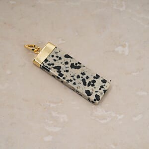 Dalmation Jasper 36.00 ctw Rectangle Pendant in Goldtone with Stainless Steel Necklace 20 Inches