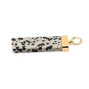 Dalmation Jasper 36.00 ctw Rectangle Pendant in Goldtone with Stainless Steel Necklace 20 Inches