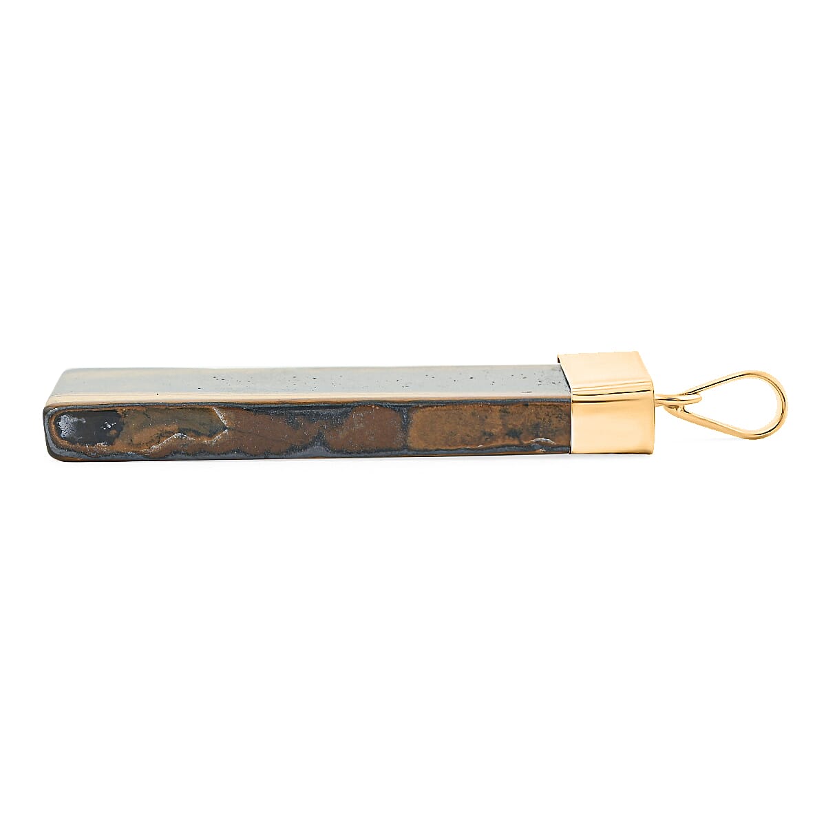 Tiger's Eye 36.00 ctw Rectangle Pendant in Goldtone with Stainless Steel Necklace 20 Inches