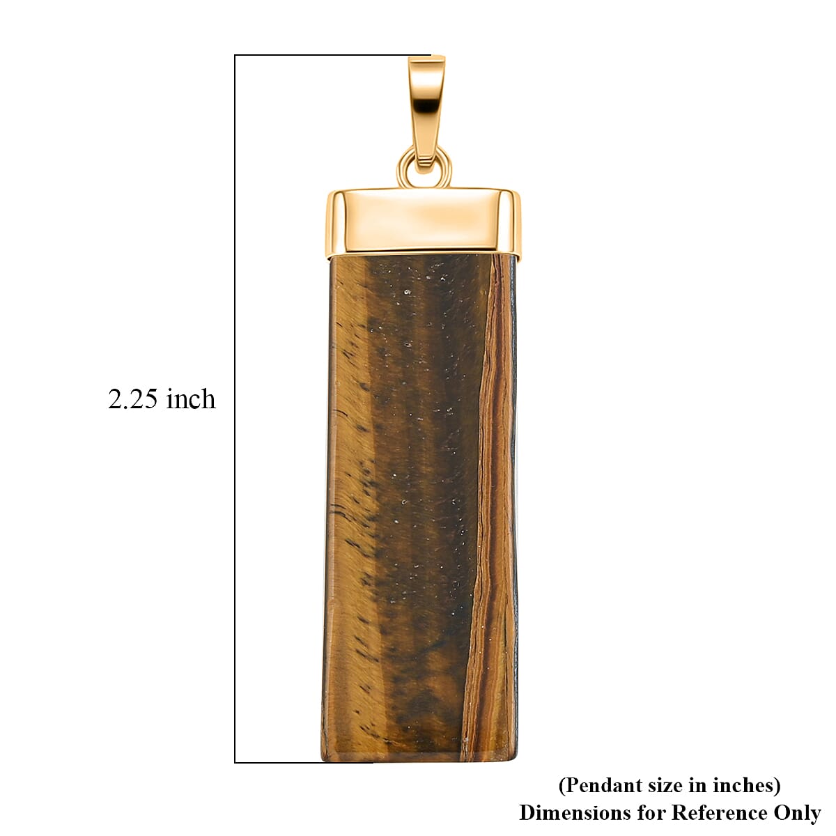 Tiger's Eye 36.00 ctw Rectangle Pendant in Goldtone with Stainless Steel Necklace 20 Inches