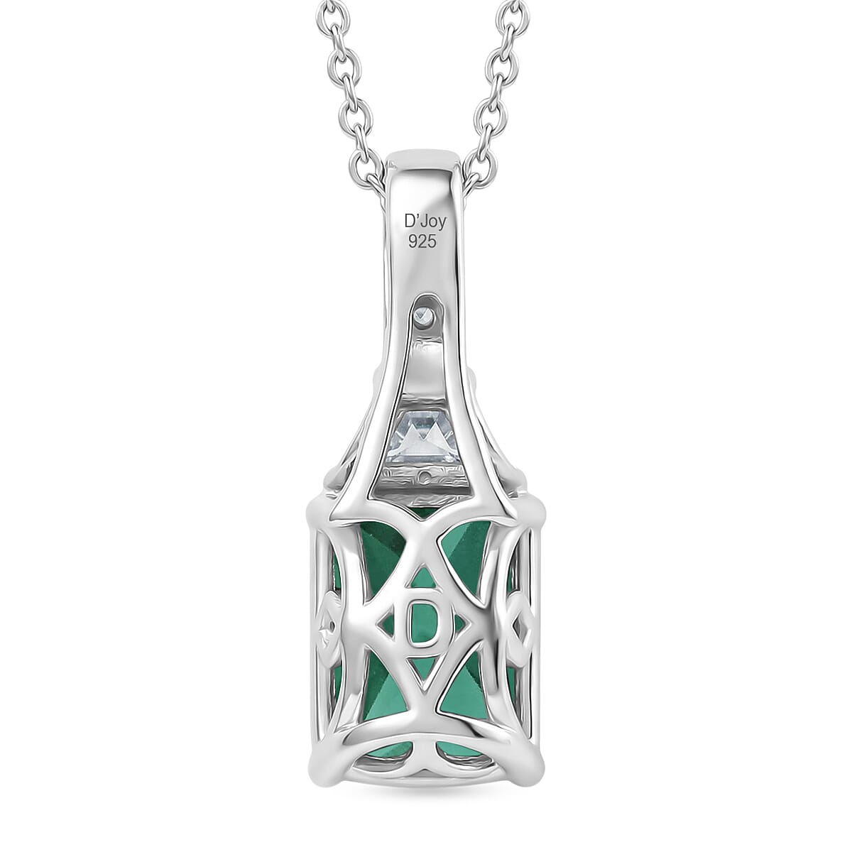 D'Joy Lab Grown Emerald and Moissanite 2.80 ctw Pendant Necklace in Rhodium Over Sterling Silver 20 Inches