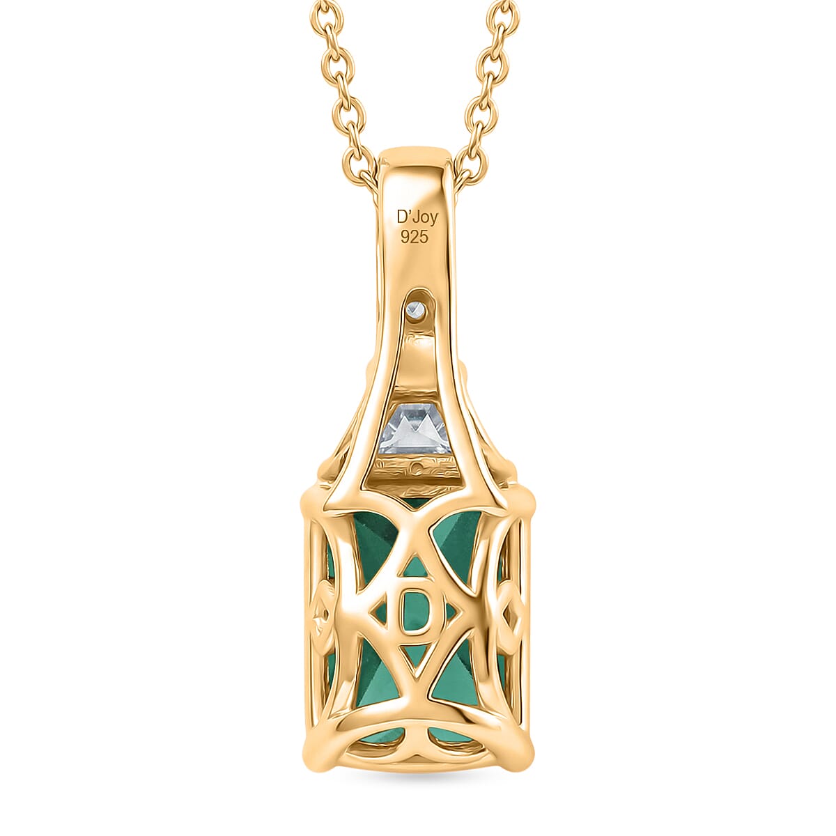 D'Joy Lab Grown Emerald and Moissanite 2.80 ctw Pendant Necklace in Rhodium Over Sterling Silver 20 Inches image number 4