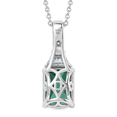 D'Joy Lab Grown Emerald and Moissanite 2.80 ctw Pendant Necklace in Rhodium Over Sterling Silver 20 Inches