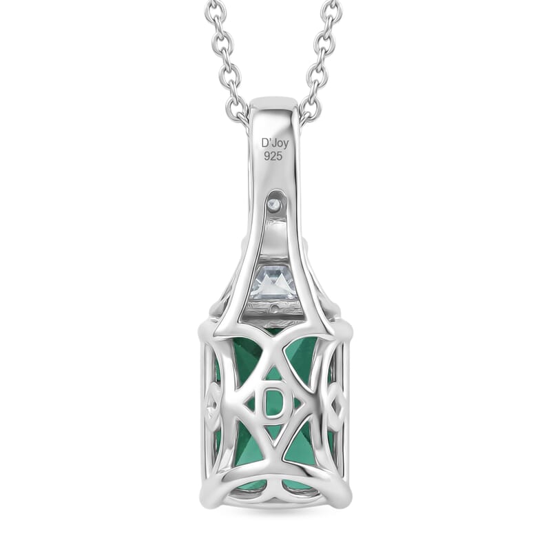 D'Joy Lab Grown Emerald and Moissanite 2.80 ctw Pendant Necklace in Rhodium Over Sterling Silver 20 Inches