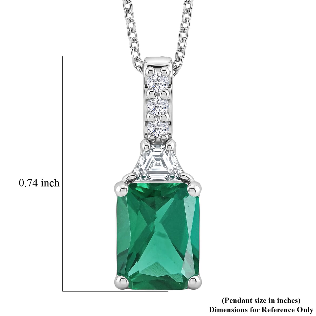 D'Joy Lab Grown Emerald and Moissanite 2.80 ctw Pendant Necklace in Rhodium Over Sterling Silver 20 Inches