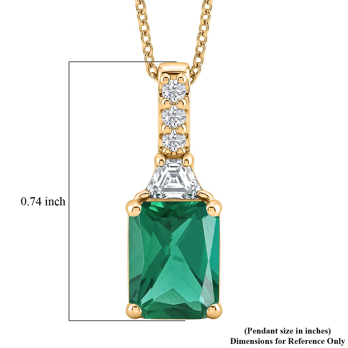 D'Joy Lab Grown Emerald and Moissanite 2.80 ctw Pendant Necklace in Rhodium Over Sterling Silver 20 Inches image number 5