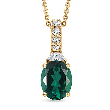 Lab Grown Emerald / Yellow Gold Over Sterling Silver - Product card gallery slide 1 (10176740622649)
