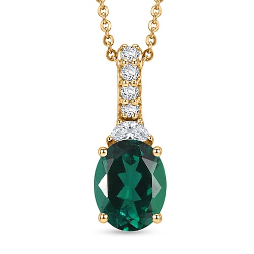 Lab Grown Emerald / Yellow Gold Over Sterling Silver - Product card gallery slide 1 (10176740622649)