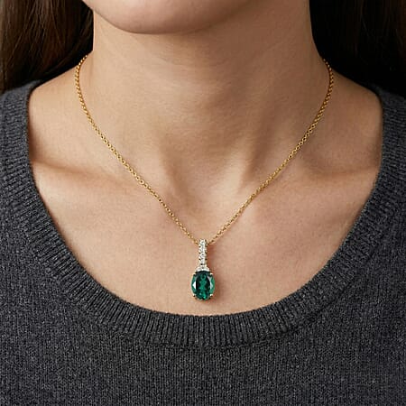 Lab Grown Emerald / Yellow Gold Over Sterling Silver - Product card gallery slide 3 (10176740622649)