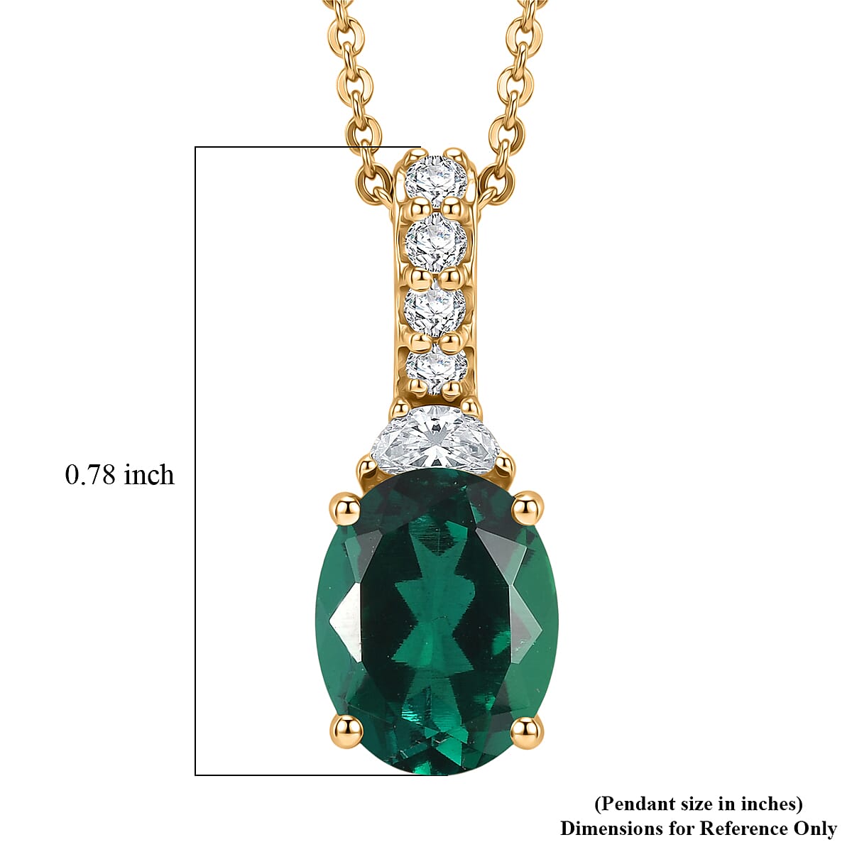 D'Joy Lab Grown Emerald and Moissanite 2.60 ctw Pendant Necklace in 18K Vermeil Yellow Gold Over Sterling Silver 20 Inches