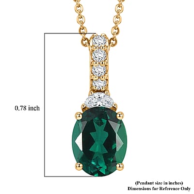 D'Joy Lab Grown Emerald and Moissanite 2.60 ctw Pendant Necklace in 18K Vermeil Yellow Gold Over Sterling Silver 20 Inches