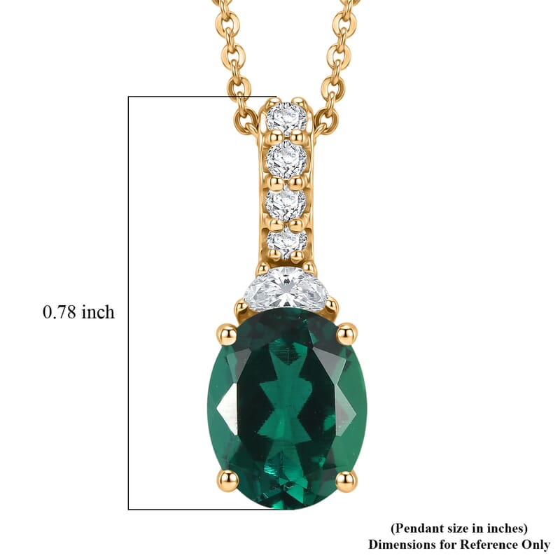 D'Joy Lab Grown Emerald and Moissanite 2.60 ctw Pendant Necklace in 18K Vermeil Yellow Gold Over Sterling Silver 20 Inches