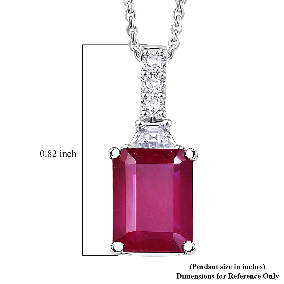 D'Joy Niassa Ruby (FF) and Moissanite 4.00 ctw Pendant Necklace in Rhodium Over Sterling Silver 20 Inches image number 5